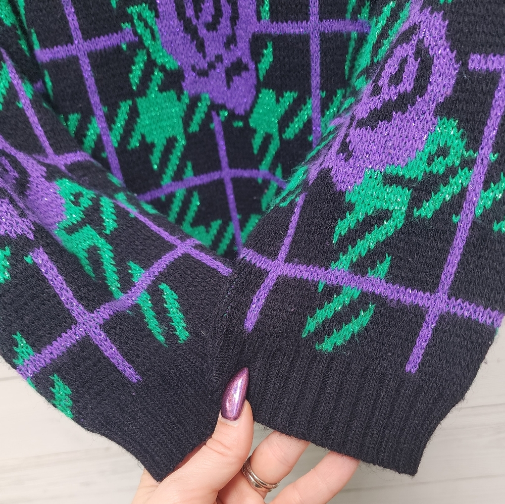 Vintage 80s Adele Knitwear Metallic Rose Floral Sweater - Picture 4 of 7
